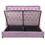 Кровать двуспальная фиолетовая с основанием из массива дерева с мягким изголовьем Velour Beds варинант исполнения - 3 | Loft Concept в Казани