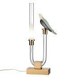 Настольная лампа с прозрачной трубкой и декоративной фигуркой птицы на бронзовой подставке Ganthea варинант исполнения - 2 | Loft Concept в Казани