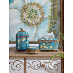 Салфетница прямоугольная голубого цвета с цветами и бабочками Blue Garden варинант исполнения - 2 | Loft Concept в Казани