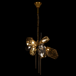 Люстра подвесная со стеклянными плафонами из дымчатого и золотистого с тремя вертикальными подвесками Gilded Mirage  варинант исполнения - 3 | Loft Concept в Казани