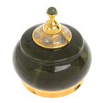 Икорница с крышкой с гравировкой из натурального камня Нефрит Decorative Cavair Dishes варинант исполнения - 4 | Loft Concept в Казани