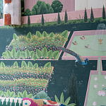 Обои ручная роспись Mahal Garden Original colourway on blue painted Xuan paper варинант исполнения - 4 | Loft Concept в Казани