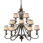 Люстра бронзового цвета с бежевыми абажурами из органзы в классическом стиле Hinkley варинант исполнения - 1 | Loft Concept в Казани