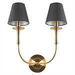 Бра с металлическим основанием бронзового цвета и 2-мя черными конусовидными абажурами Dignity варинант исполнения - 3 | Loft Concept в Казани