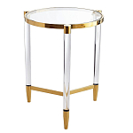 Золотой приставной столик с круглой стеклянной столешницей Weightless Table варинант исполнения - 3 | Loft Concept в Казани