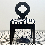 Дизайнерский стул с круглой деревянной спинкой Black and White Clover варинант исполнения - 2 | Loft Concept в Казани