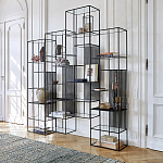 Стеллаж из металла и стекла Menzie Black Stripes Metal Rack варинант исполнения - 6 | Loft Concept в Казани