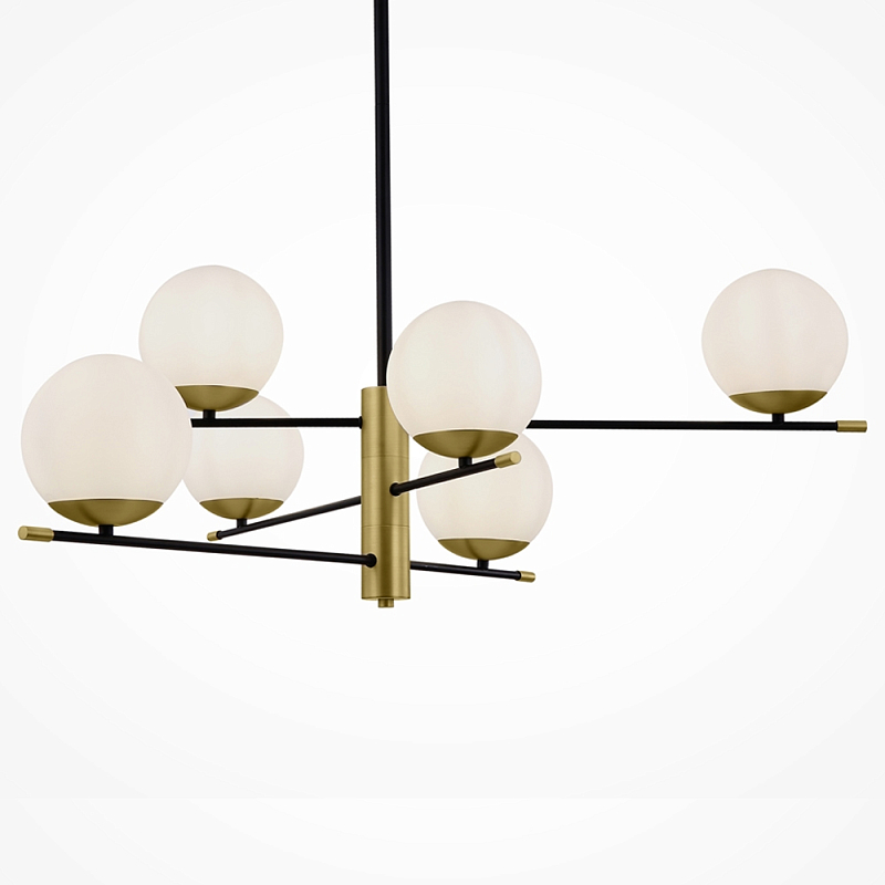 Светильник Spike Six Balls Hanging Lamp матовое золото Прозрачный белый в Казани | Loft Concept 