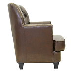 Кресло кожаное c мягкими подлокотниками на 4-х деревянных ножках из массива березы Joseph Armchair brown варинант исполнения - 1 | Loft Concept в Казани