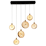 Подвесной светильник с плафонами из рельефного стекла Peony Glass Bronze Six варинант исполнения - 2 | Loft Concept в Казани