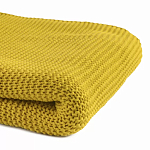 Плед из хлопка жемчужной вязки горчичного цвета Waffle Comfort варинант исполнения - 2 | Loft Concept в Казани