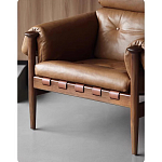 Кресло с деревянным каркасом и обивкой из натуральной кожи Medieval Furniture варинант исполнения - 4 | Loft Concept в Казани