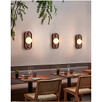 Настенный светильник овальный с деревянным основанием Wood Wall Lamp варинант исполнения - 1 | Loft Concept в Казани