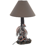 Настольная лампа с абажуром Дракон Silver Red Dragon Коричневый абажур варинант исполнения - 1 | Loft Concept в Казани