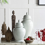 Ваза белая с крышкой однотонная Chinoiserie Ceramics варинант исполнения - 4 | Loft Concept в Казани