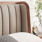 Кровать двуспальная с мягким изголовьем Moon Walnut Bed варинант исполнения - 6 | Loft Concept в Казани