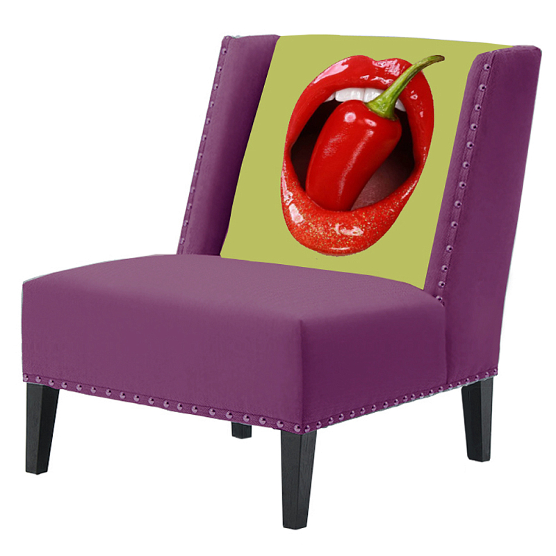 FUN Armchair "Chili Pepper" Purple  Дизайнерское кресло с цветным принтом Баклажан в Казани | Loft Concept 