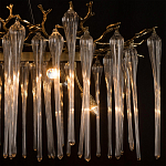 Люстра подвесная прямоугольная с бронзовыми акцентами и прозрачными стеклянными каплями Droplet Chandelier варинант исполнения - 6 | Loft Concept в Казани