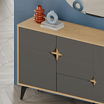 Комод цвета древесины с 3-мя дверцами и выдвижным ящиком темно-серого цвета SPARK CONSOLE OAK ANTHRACITE варинант исполнения - 3 | Loft Concept в Казани