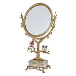 Зеркало с бронзовой подставкой в виде дерева и фарфоровыми птичками на голубом основании Eden Garden варинант исполнения - 1 | Loft Concept в Казани