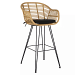 Стул барный с ротанговым плетением Half Bar Chair with Wicker с подлокотниками варинант исполнения - 2 | Loft Concept в Казани