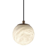 Подвесной светильник с шарообразным плафоном из белого алебастра Cryptocrystalline Stone варинант исполнения - 1 | Loft Concept в Казани