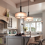 Люстра подвесная с двойным круглым плафоном из органзы и матового стекла Kichler варинант исполнения - 6 | Loft Concept в Казани