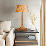 Настольная лампа со скошенным конусовидным абажуром и фигурной ножкой в цвете тик Accord Lighting варинант исполнения - 7 | Loft Concept в Казани