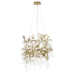 Подвесная люстра в виде ветвей деревьев золотого цвета с прозрачными подвесками-каплями 8 и 14 ламп Droplet Chandelier варинант исполнения - 2 | Loft Concept в Казани
