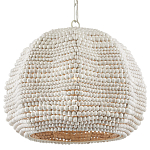 Подвесной светильник в форме купола с декором из круглых деревянных бусин White Wooden Beads Chandelier варинант исполнения - 2 | Loft Concept в Казани