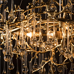 Подвесная люстра в виде ветвей деревьев золотого цвета с прозрачными подвесками-каплями 10 и 14 ламп Droplet Chandelier варинант исполнения - 6 | Loft Concept в Казани
