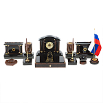 Настольный письменный набор с часами из природного камня обсидиана Peace Contract варинант исполнения - 1 | Loft Concept в Казани