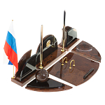 Настольный письменный набор с часами из природного камня обсидиана Oval Office варинант исполнения - 2 | Loft Concept в Казани