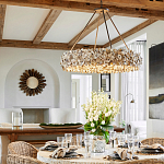 Люстра круглая с абажуром из устричных раковин Sea Ravens варинант исполнения - 4 | Loft Concept в Казани