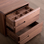 Прикроватный столик деревянный с 2-мя ящиками Moon Walnut Furniture варинант исполнения - 5 | Loft Concept в Казани