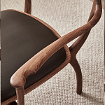 Стул деревянный с мягким сиденьем из коричневой натуральной кожи Moon Walnut Furniture варинант исполнения - 7 | Loft Concept в Казани