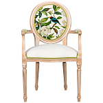 Стул с подлокотниками золотистый из бука с изображением птиц и цветов Blooming Birds варинант исполнения - 1 | Loft Concept в Казани
