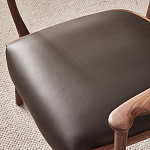 Стул деревянный с мягким сиденьем из коричневой натуральной кожи Moon Walnut Furniture варинант исполнения - 9 | Loft Concept в Казани