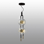 Подвесной светильник с черным основанием и золотистым декором Bruno Duo варинант исполнения - 4 | Loft Concept в Казани