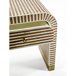Тумбочка прикроватная с ящиком Tofino Stripes Bone Inlay Bedside Beige варинант исполнения - 3 | Loft Concept в Казани