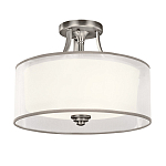 Потолочный светильник с двойным цилиндрическим плафоном из белого стекла и прозрачной органзы Kichler варинант исполнения - 7 | Loft Concept в Казани