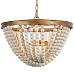 Люстра с подвесками в виде круглых деревянных белых бусин White Wooden Beads Chandelier варинант исполнения - 2 | Loft Concept в Казани