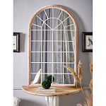 Зеркало-окно настенное в венецианском стиле с деревянной рамой бежевого цвета Venetian Smooth варинант исполнения - 5 | Loft Concept в Казани