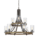 Люстра с цилиндрическим плафонами из толстого волнистого стекла в индустриальном стиле Feiss варинант исполнения - 1 | Loft Concept в Казани