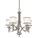 Люстра с белыми тканевыми абажурами в прозрачных стеклянных цилиндрах Kichler варинант исполнения - 6 | Loft Concept в Казани