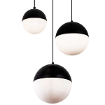 Каскадный светильник с 3-мя плафонами шары Ponzio Flos Cascade Trio Black Sphere Hanging Lamp варинант исполнения - 2 | Loft Concept в Казани