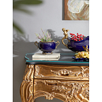 Чаша темно-синяя фарфоровая с бронзовыми ручками и ажурным ободком Eden Garden варинант исполнения - 4 | Loft Concept в Казани