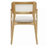 Стул обеденный с мягким сиденьем и спинкой из плетеного ротанга Wood and Textile Chair варинант исполнения - 4 | Loft Concept в Казани