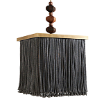 Люстра квадратная с бахромой и подвесом из деревянных бусин Psyche варинант исполнения - 2 | Loft Concept в Казани