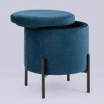 Синий пуф на черных ножках SANJAY варинант исполнения - 2 | Loft Concept в Казани